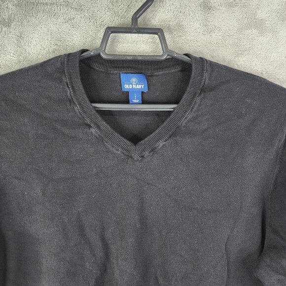 Mens Black Old Navy Sweater V-Neck Long Sleeve 100% Cotton Size L - Picture 5 of 11